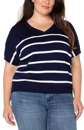 Liverpool L.A. Dolman Sleeve Sweater in Navy White Stripe at Nordstrom Rack, Size 1X