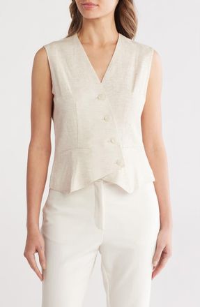 Patrizia Luca Asymmetric Button Front Vest in Sand at Nordstrom Rack, Size X-Large