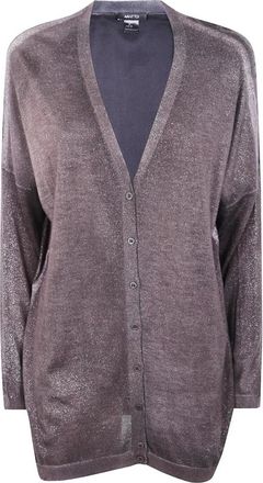 Avant Toi Truien & Vesten, Dames, Bruin, M, Metallic Knit Cardigan