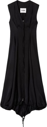Jil Sander pleated fitted dress - women - Silk/Viscose/Viscose - 36 - Black