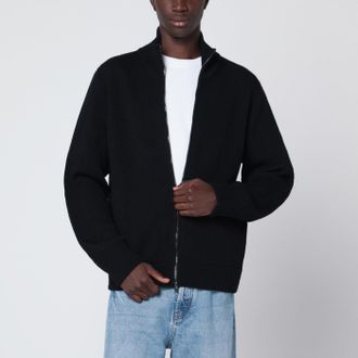 Roberto Collina Black Wool Zip Cardigan