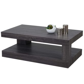 Hhg Tavolino Salotto Divano Elegante Hhg-394 Mdf 60x110x40cm Colore Rovere Nero