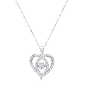 MAX + STONE 925 Sterling Silver Miraculous Love Dancing Diamond Heart Pendant Necklace