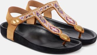 Isabel Marant Sandali Enore in suede con ricamo
