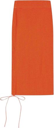 Off-white Off White Gebreide, aan de zijkant te strikken, slanke midi-rok voor dames (Koraalrood)