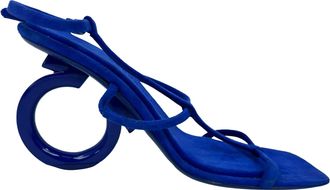Ferragamo Ferragamo Elina Sandal Heels in Blue Goat Suede
