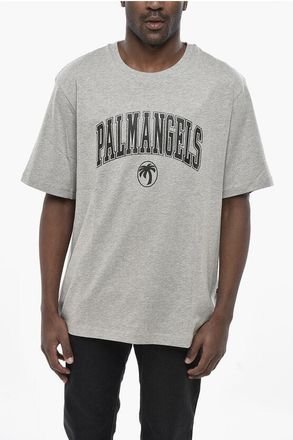 Palm Angels Crew Neck Cotton T-Shirt COLLEGE with Glitter Print size Xxl