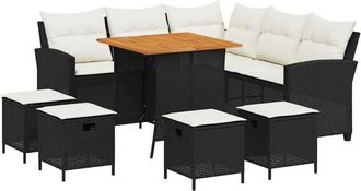 vidaXL Vidaxl - Set De Sof&aacute;s De Jard&iacute;n En Forma De L Con Cojines 6 Pzas Negro