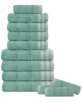 Kathy Ireland 12Pc Stripe Jacquard Kyoto Towel Set