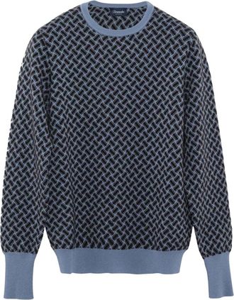 Drumohr Pullover met hoge hals van kasjmier met scheermesmotief - Heren - Cashmere truien - Veelkleurig - S - Kasjmier - Truien & Vesten