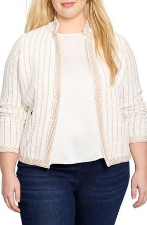 Nic+Zoe Notch Collar Stripe Knit Jacket in Neutral Multi at Nordstrom Rack, Size 3X