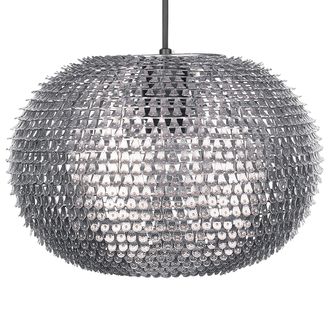 Beliani L&aacute;mpara Colgante En Forma De Globo Metal Plateado Metal Escamas Brillantes Reine