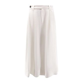 Brunello Cucinelli Twill Sartorial Skirt with Monili - female - Brunello Cucinelli - Midi Skirts - Beige - M - Skirts
