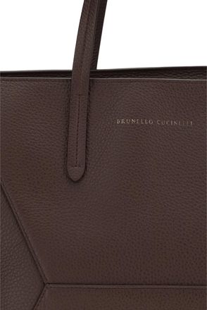 Brunello Cucinelli Womens Leather Tote Bag Burgundy Calf Shoulder