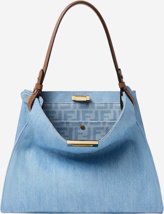 Fendi Womens Shoulder Bag Way Light Denim Cotton