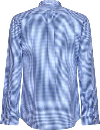 Polo Ralph Lauren Mens Shirt Slim-Fit Checked Light Blue Cotton