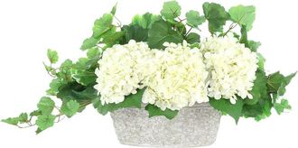 Creative Displays Inc. Handmade Faux Hydrangeas & Ivy In Decorative Stone Vase