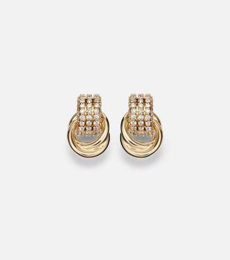 Stone and Strand Forme Knot 14kt gold earrings with diamonds