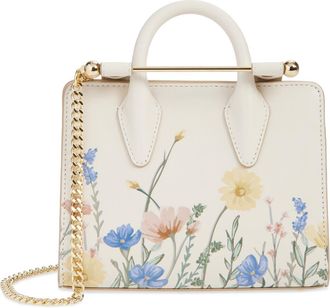 Strathberry Nano Floral Print Leather Tote in White at Nordstrom