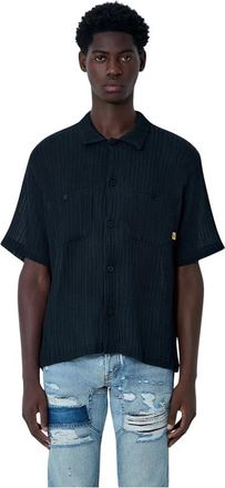 Gallery Dept. Pleated Shirt - Heren - Korte mouwen Overhemden - Zwart - S - Overhemden