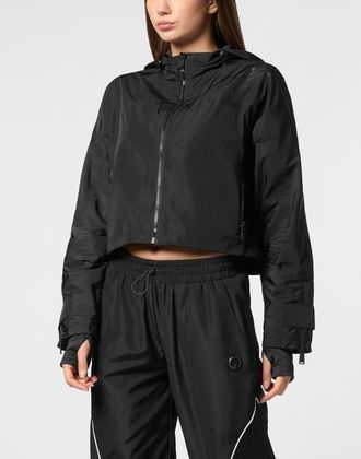 Plein Sport Hooded Active Jacket Ls Scratch Women in Black at Nordstrom, Size Xx-Large