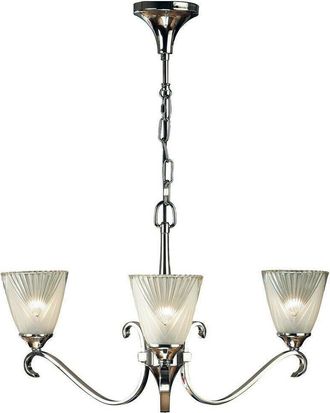 Loops Luxury Hanging Ceiling Pendant Light Bright Nickel Deco Glass 3 Lamp Chandelier