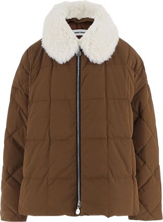 Ienki Ienki Brown Padded Shearling Collar Cotton-Blend Jacket