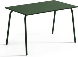 Oviala Mesa de jard&iacute;n rectangular de acero verde bosque