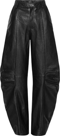 Rotate High-Waisted Black Lamb Leather Cargo Pants