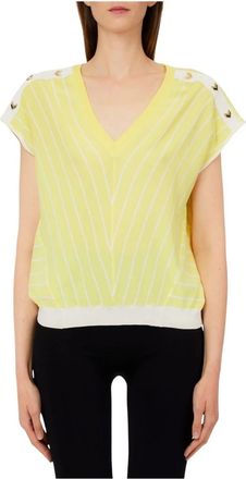 Liu Jo T-Shirts - female - Liu Jo - V-neck Knitwear - Yellow - XS - Knitwear