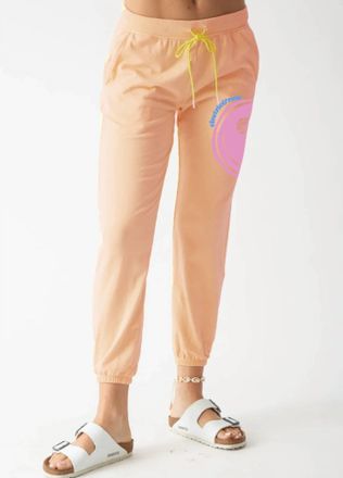 Electric & Rose Womens Classic Jogger Peace Out Graphic In Apricot