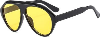 Generic Mens Large Frame Outdoor Sunglasses Womens Sports Vacation Driving Sun Glasses(Yellow)