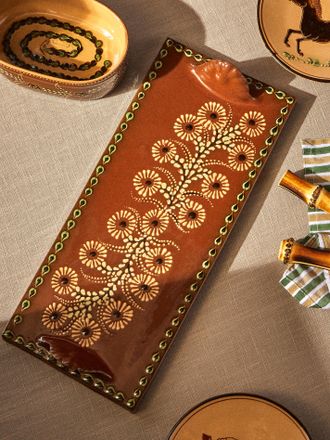 Poterie d'&Eacute;vires Flowers Hand-Painted Ceramic Cheese Platter