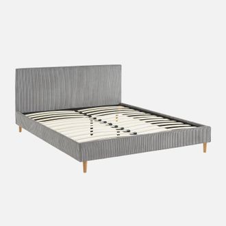 Sweeek Cama Con Somier Y Cabecero 160x200cm, Acabado En Pana Fina