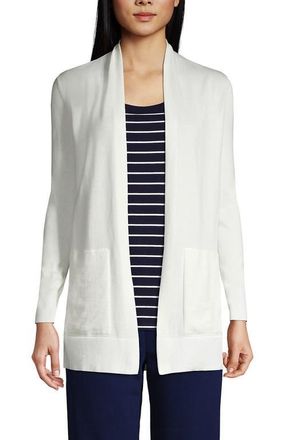 Lands End Long Sleeve Open Long Cardigan Sweater in Ivory at Nordstrom, Size X-Small P