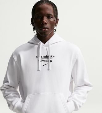Nike Mens Wrestling Pullover Hoodie in White | APS547NAWR-WHT