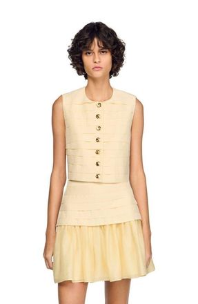 Sandro Pleated crop top in Vanilla at Nordstrom, Size X-Large