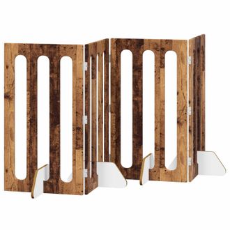 vidaXL Valla Plegable Para Mascotas 4 Pcs Madera De Roble Vidaxl