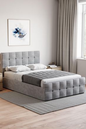 Home Discount Vida Designs Valentina Double Ottoman Bed Frame Velvet Fabric UKFR in Grey