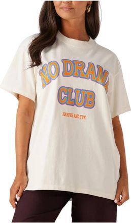 Harper & Yve Tops, Dames, Wit, S, Wit T-shirt Nodramaclub-ss veelzijdige stijl