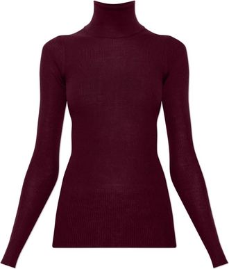 Jil Sander Truien & Vesten, Dames, Rood, L, Wol, Wol met coltrui en aansluitende pasvorm
