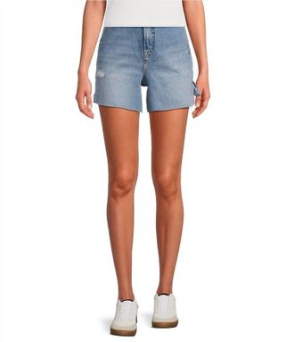 Good American Mid Rise Carpenter Long Shorts In Indigo