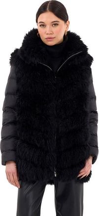 Gorski Cashmere Goat Chevron Jacket With Detachable Quilted Sleeves in Black/black at Nordstrom, Size X-Small