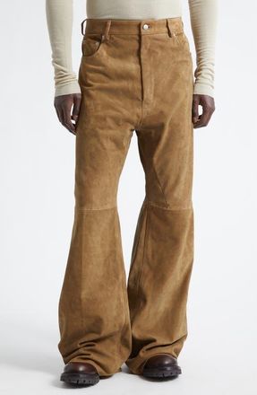 Rick Owens Geth Suede Wide Leg Pants in Sumi Brown at Nordstrom, Size 38