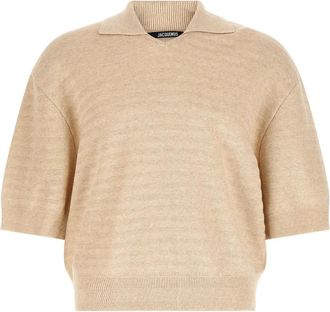 Jacquemus Le Polo Maille Chevron - Heren - Polos - Beige - S - Katoen - Tops