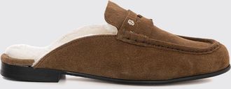 HUGO BOSS Suede Mules with Shearling Lining and Low Heel