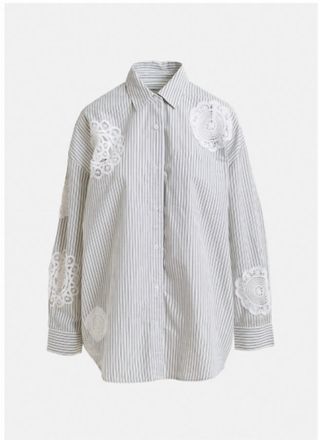 Essentiel Womens Identical Lace Applique Shirt In White