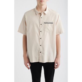 Rip Curl Short Sleeve Cotton Seersucker Button-Up Shirt in Vintage White at Nordstrom, Size Xx-Large
