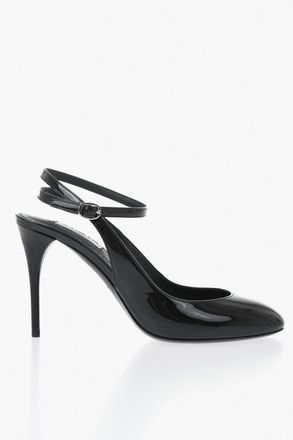 Alaia Glossy Leather Slingback Lace-Up Sandals, 10cm Heel Alaia