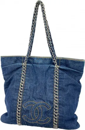 Chanel Navy Denim Tote Bag (Pre-Owned)